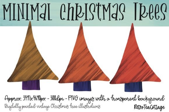 Autumn Aesthetic Minimal Christmas Trees for Crafts & Digital Selling