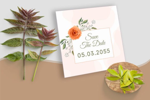 Beautiful Wedding Card with Watercolor Print Templates