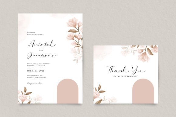 Beautiful Wedding Invitations Set Floral Print Templates