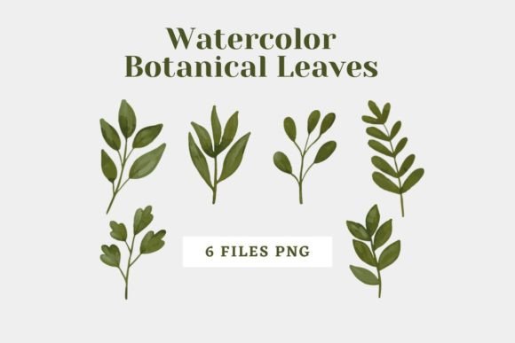 Botanical Watercolor Leaves Pack 10 for Crafts & Digital Product Sellers