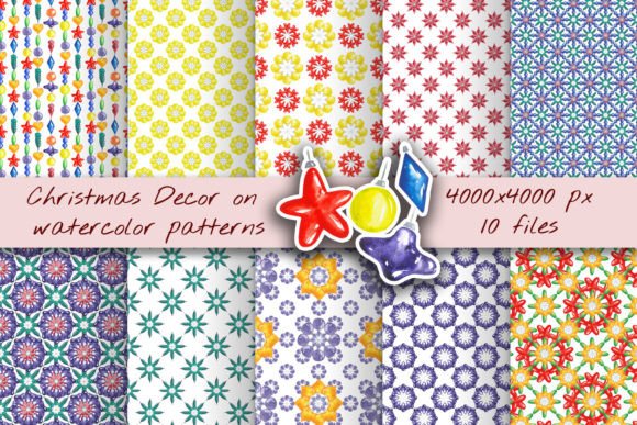 Christmas Decor on Watercolor Patterns for Branding
