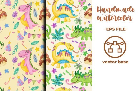 Creative Dino Pattern Watercolor Illustrations for Crafters & Handmade Sellers