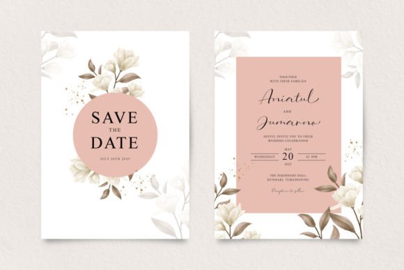 Double Sided Elegant Wedding Invitation Print Templates