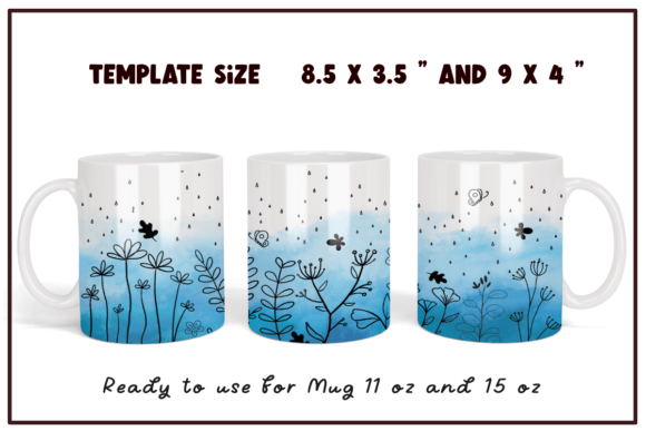 Flowers Line Art Watercolor Blue Mug Crafts Review