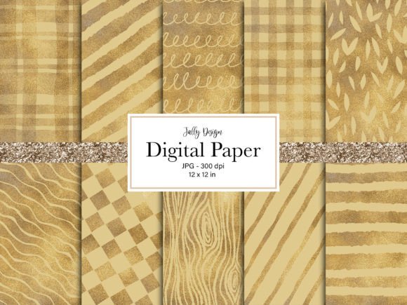 Golden Geometric Patterns Digital Paper for Backgrounds