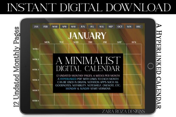 Leafy Vintage iPad Monthly Planner: A Print Templates Gem for Organic Branding