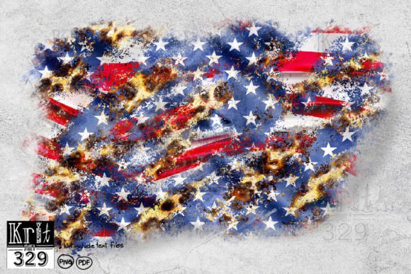 Leopard American Flag Dirty Background PNG for Crafts & Digital Selling