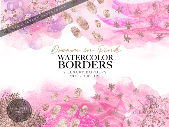 Pink Watercolor Borders Overlays: Soft Textures for Local Brands