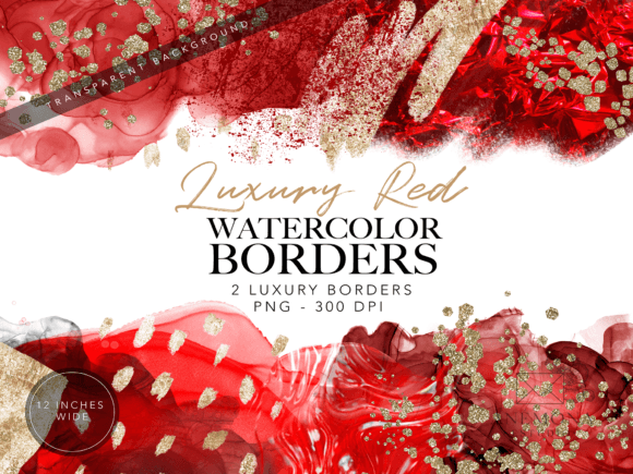 Red and Gold Watercolor Borders: Textures for Crafters
