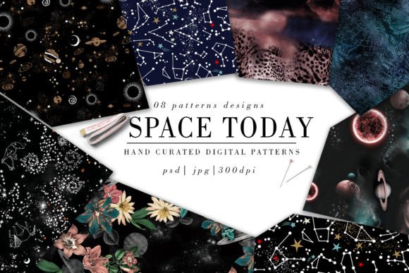 Space Digital Papers: Celestial Patterns for Branding