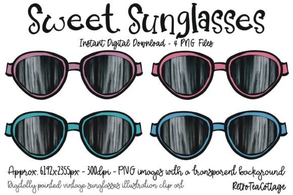 Sweet Vintage Sunglasses PNG for Crafts & Digital Art