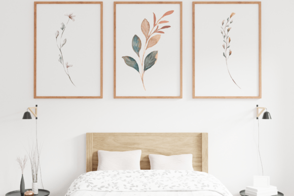 Watercolor Botanical Wall Print Set of 3 for Crafts
