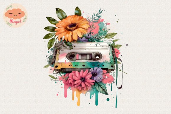 Watercolor Cassette Spring Flower 12: A Fresh Craft Design for Seasonal Branding