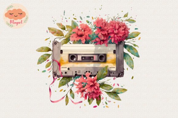 Watercolor Cassette Spring Flower 19: A Crafts-Inspired Design Asset for Branding and Visual Storytelling