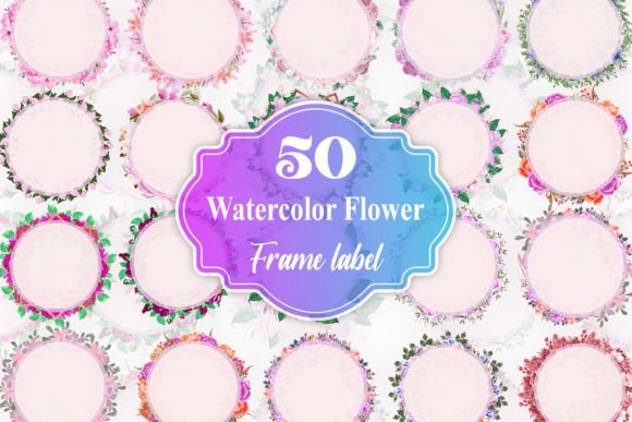 Watercolor Floral Frame Label for Crafts Branding