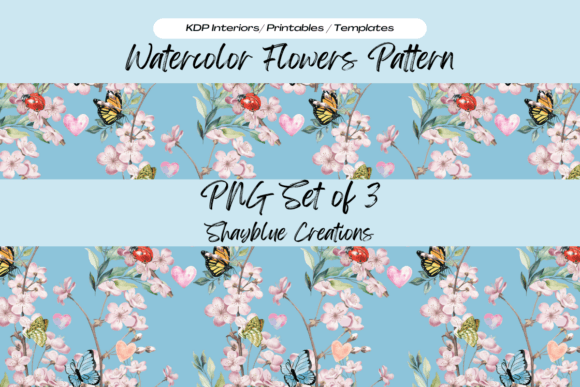 Watercolor Flowers Background Pattern for Commercial Backgrounds