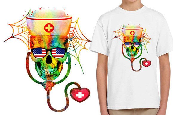 Watercolor Skull Nurse: A Bold Craft Design for Edgy Editorial Content