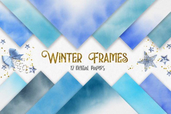 Winter Watercolor Frames Backgrounds for Editorial Design